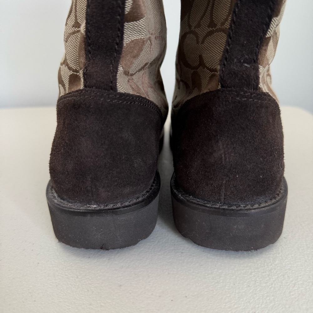 Coach Kally Signature Logo‎ Canva & Suede Boots Women Size 8.5B - Picture 6 of 16